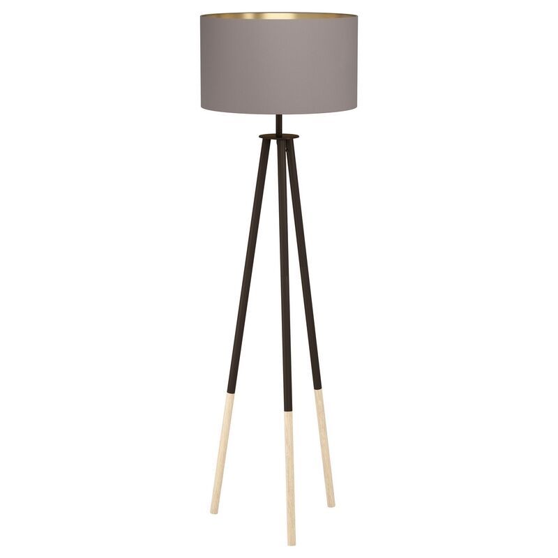 Wood tripod floor lamp brown, Anish, with switch
