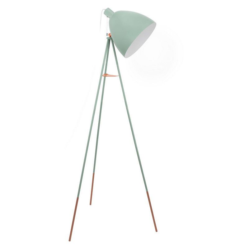 Green industrial tripod floor lamp metal, Jezebel, with pull switch Green industrial tripod floor lamp metal, Jezebel, with pull switch