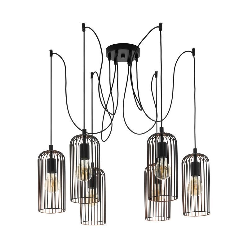 Black industrial pendant light steel, Silje