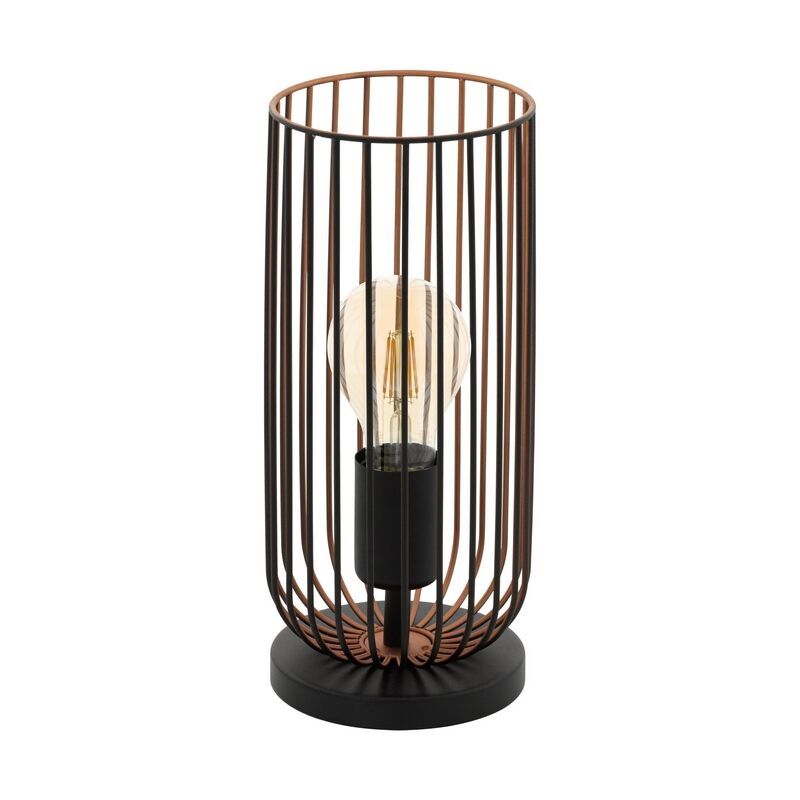Copper industrial table lamp steel, Silje, with switch