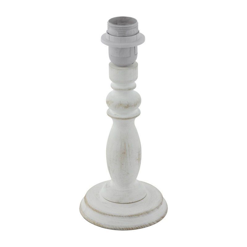 Wood table lamp without shade white, Akin, with switch