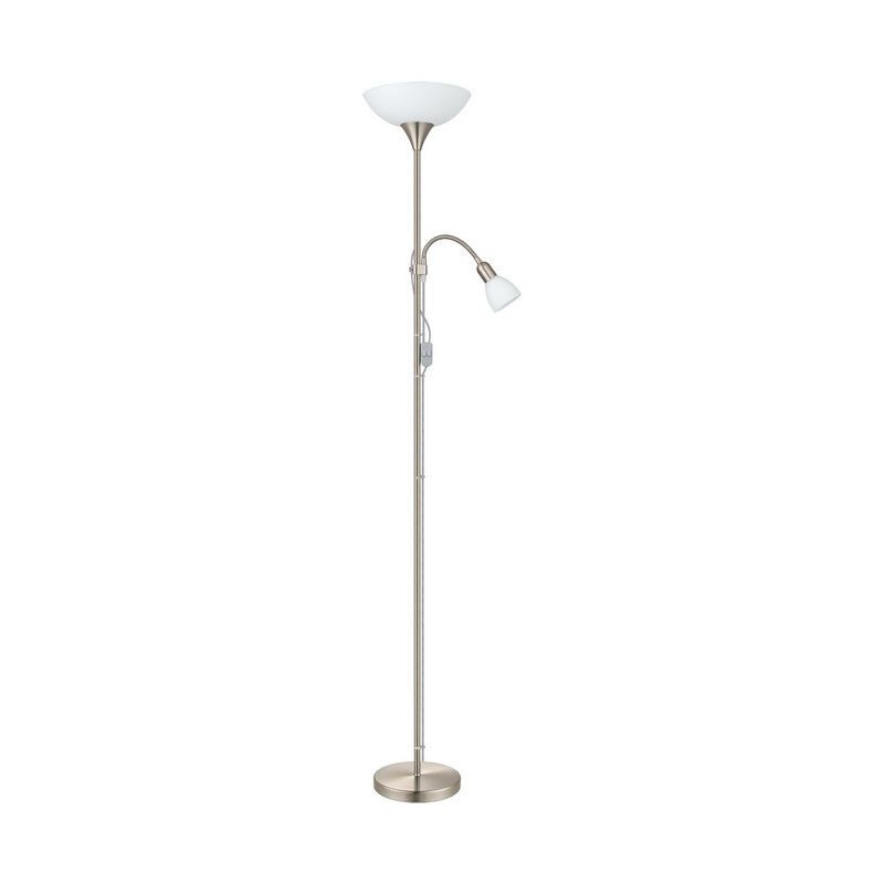 Nickel reading floor lamp plastic, Burgo, with switch Nickel reading floor lamp plastic, Burgo, with switch