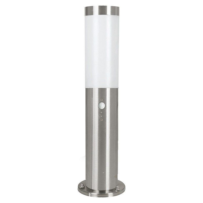 Silver outdoor floor lamp with dusk to dawn sensor plastic, Carlein, IP44 Silver outdoor floor lamp with dusk to dawn sensor plastic, Carlein, IP44