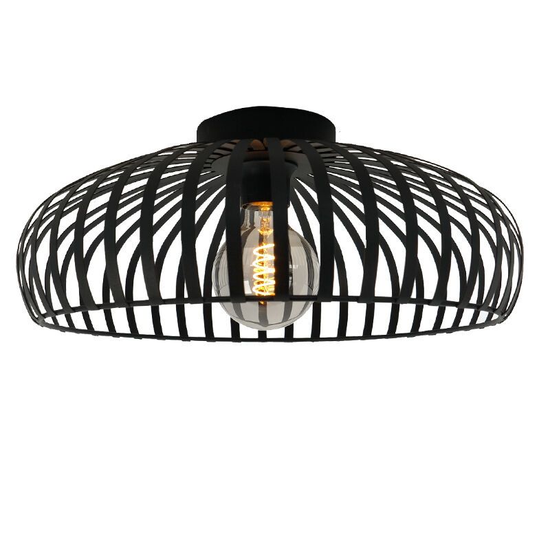 Black industrial flush ceiling light steel, Egine