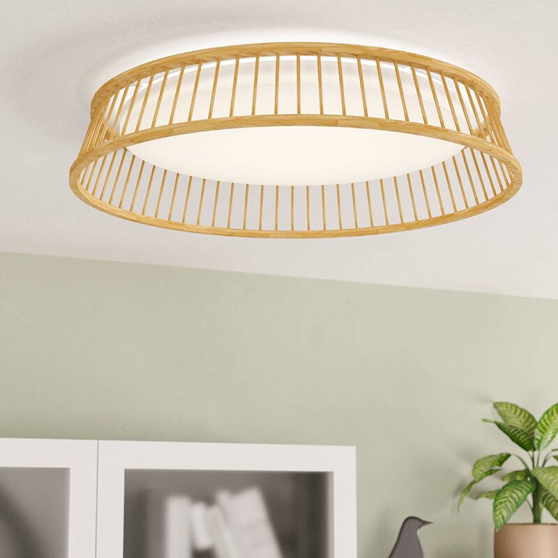 Rustic flush ceiling light wood, Jolene, 20W, 3000K LED