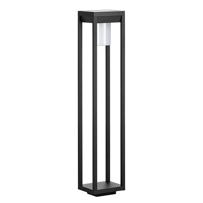 Black modern solar outdoor floor lamp aluminium, Kwame, 3,7W, 4000K LED, IP44
