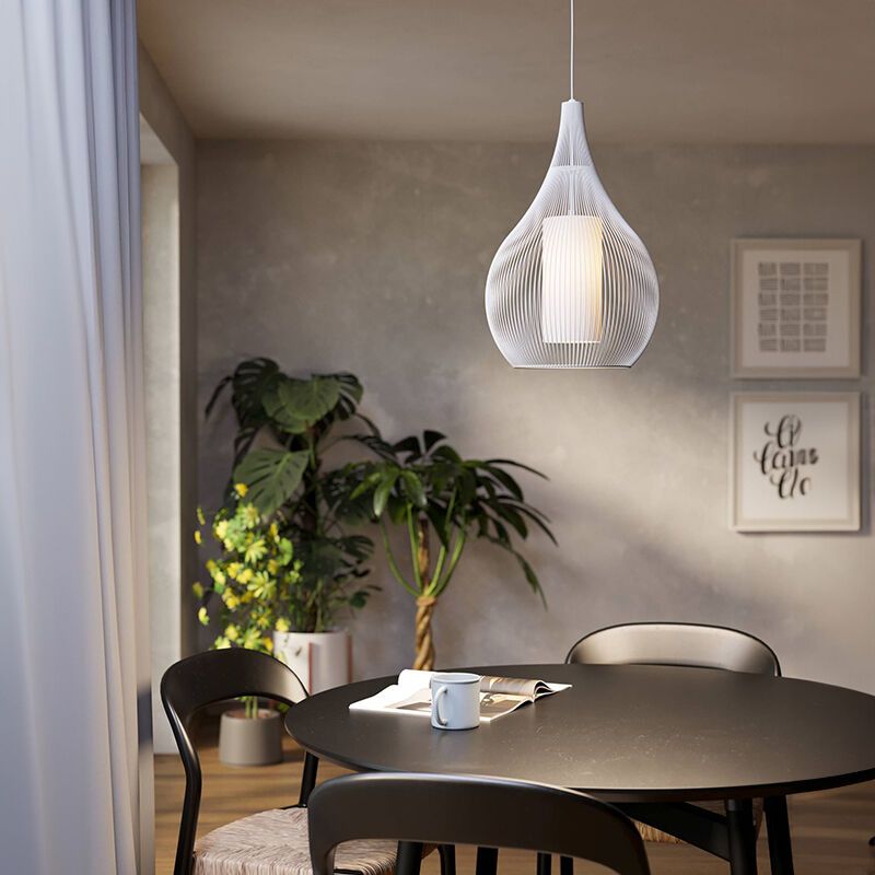 White industrial pendant light glass, Maritima