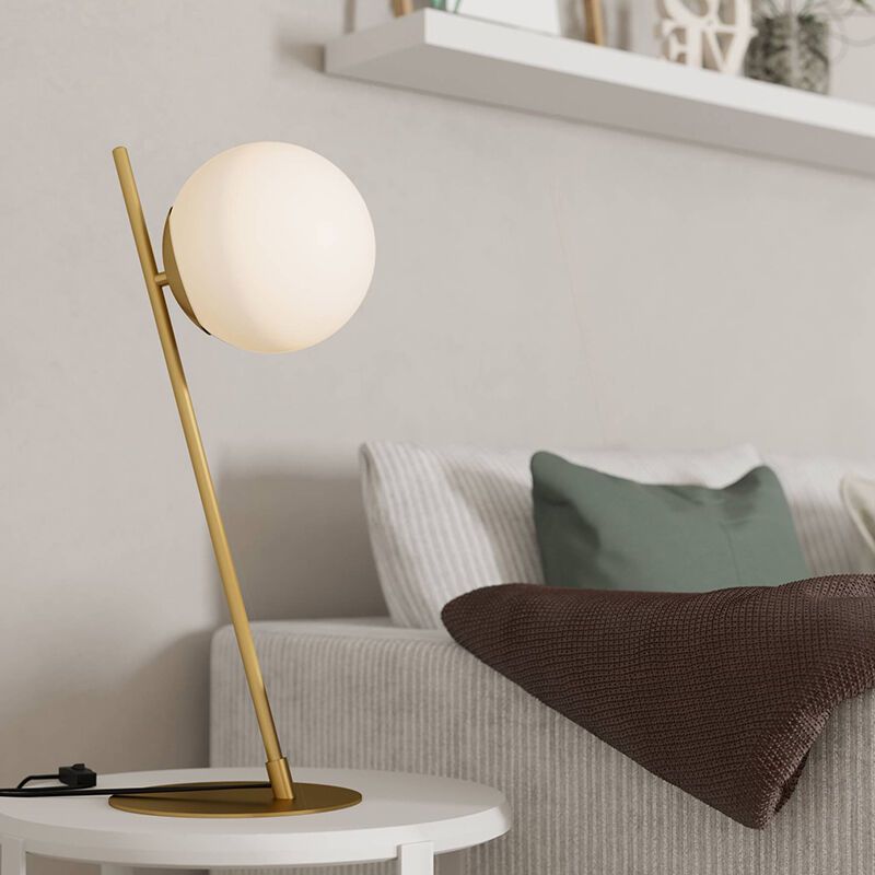 Brass modern table lamp glass, Polly, with switch