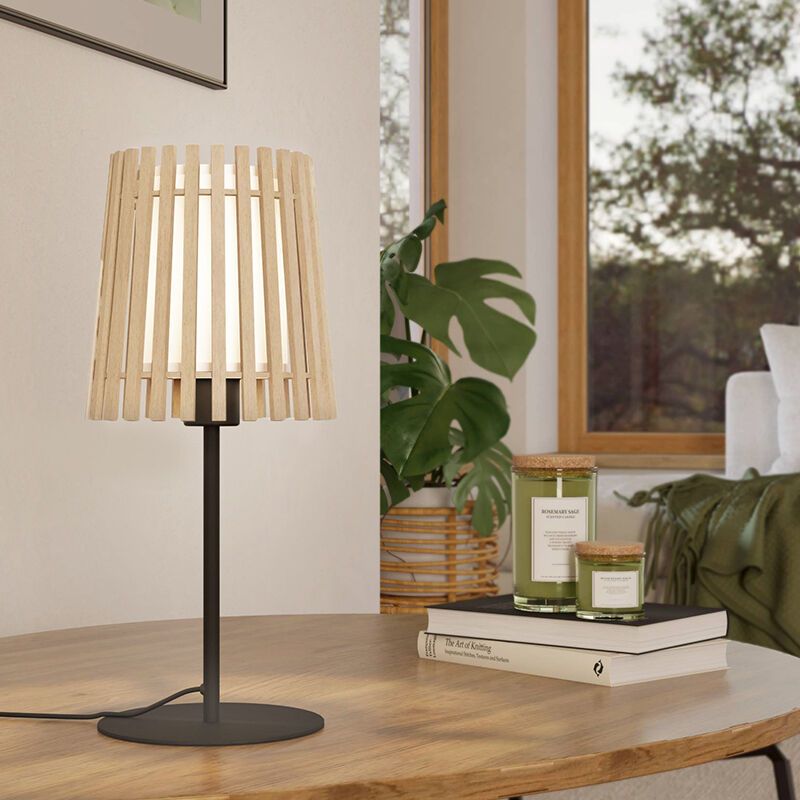 Rustic table lamp wood, Farah, with switch Rustic table lamp wood, Farah, with switch