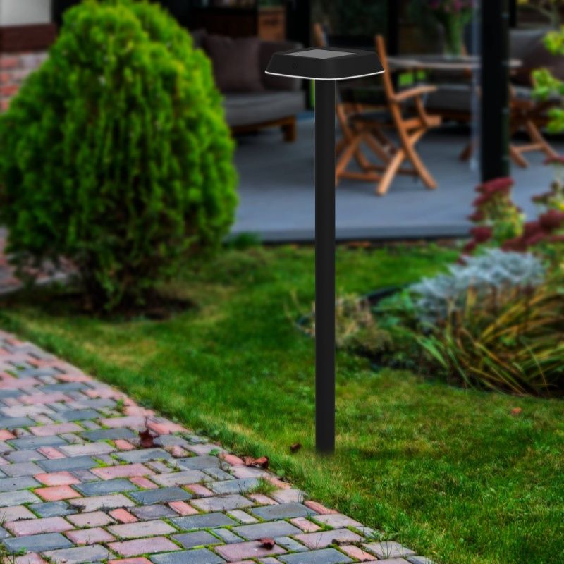 Black solar garden spike light plastic, Ingemar, 8,5W, 3000K LED, IP65
