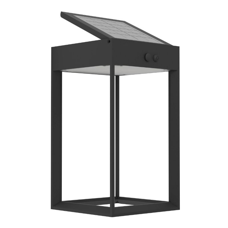 Black solar outdoor wall light plastic, Hubrecht, 6,5W, 4000K LED, IP65