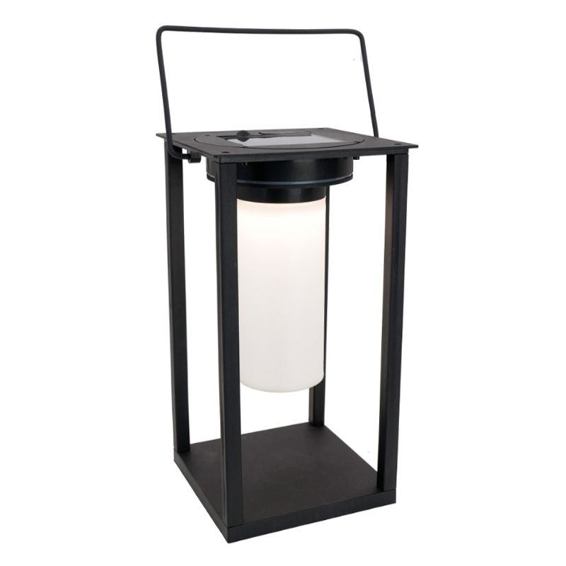 Black solar outdoor table lamp plastic, Hillebrand, 3,3W, 4000K LED, IP54, with switch