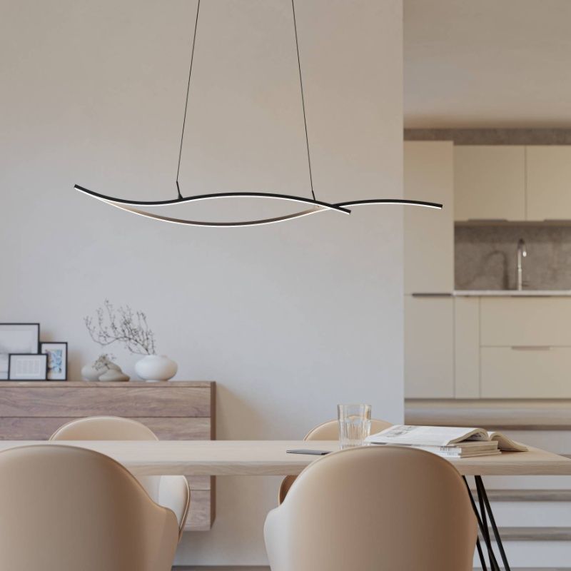 Black design pendant light steel, Tevin, 20W, 4000K LED