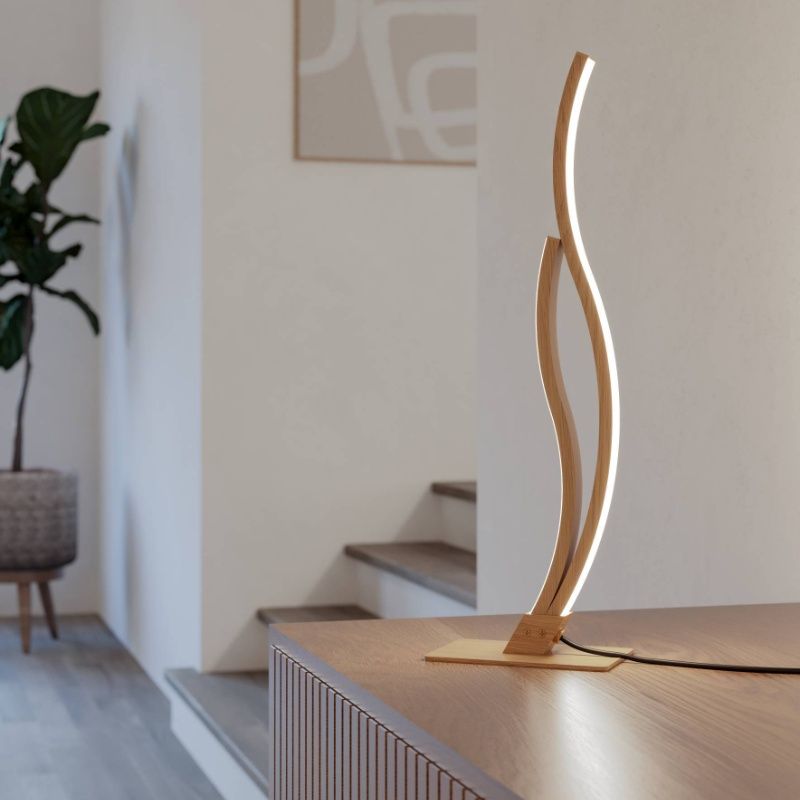 Brown design table lamp steel, Tevin, 12W, 4000K LED, with switch