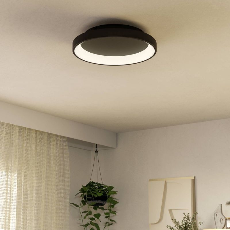 Black modern ceiling light plastic, Shauni, 12W, warm to cold white adjustable LED, with remote control Black modern ceiling light plastic, Shauni, 12W, warm to cold white adjustable LED, with remote control
