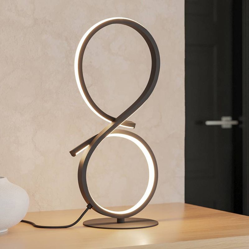 Black modern table lamp aluminium, Thekla, 11,4W, 3000K LED, with switch