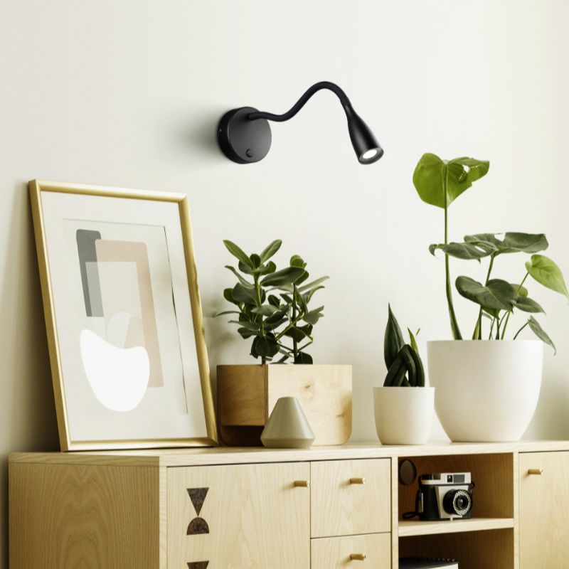 Black wall light plastic, Obbe, 3,8W, 3000K LED, with switch