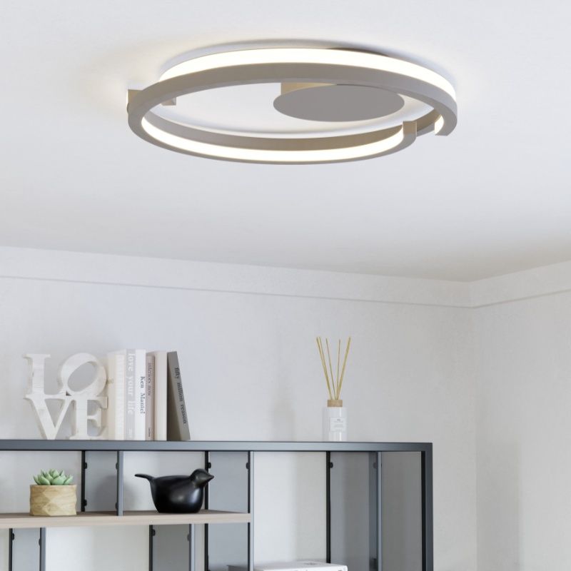 Brown modern flush ceiling light plastic, Madhvi, 20W, warm to cold white adjustable LED, with remote control