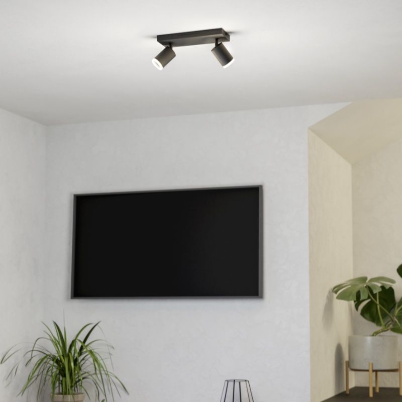 Black modern smart ceiling light aluminium, Mayke, 3,7W, RGBW LED, with remote control