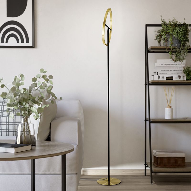 Brass design floor lamp plastic, Corwin, 8,8W, 3000K LED, with touch dimmer Brass design floor lamp plastic, Corwin, 8,8W, 3000K LED, with touch dimmer