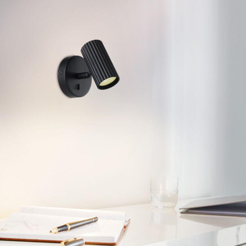 Black modern wall spotlight aluminium, Vikram, with switch Black modern wall spotlight aluminium, Vikram, with switch