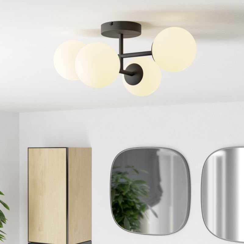 Black modern ceiling light steel, Cornee, 4,2W, 2700K LED, IP44