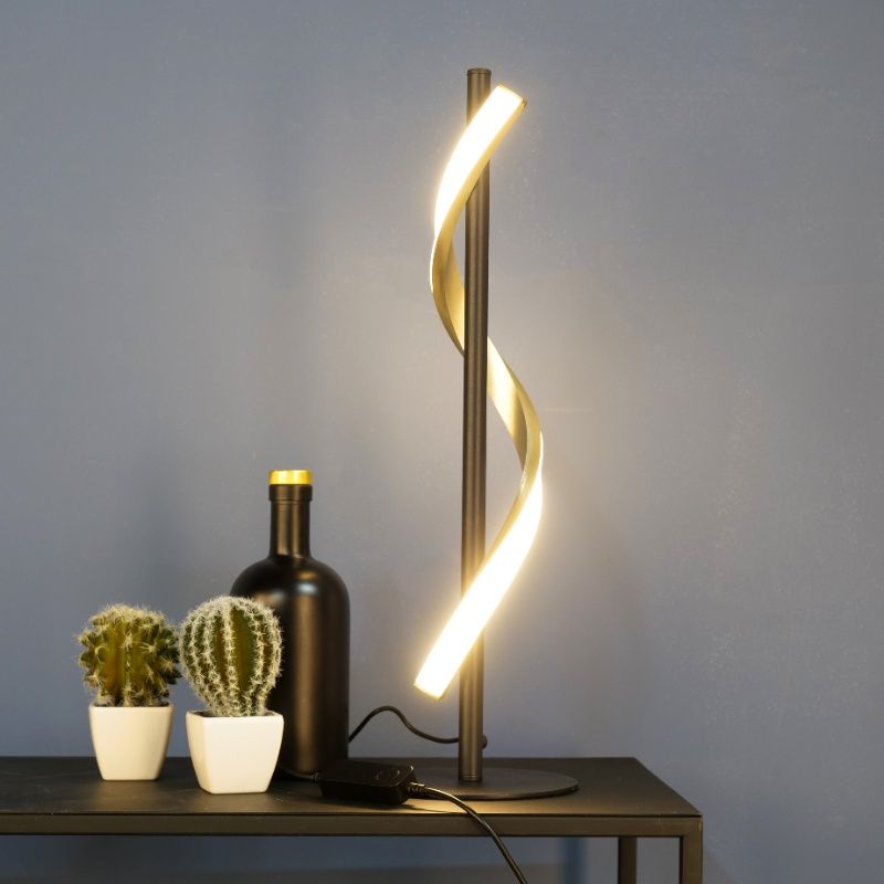 Brass design table lamp plastic, Cunera, 8,8W, warm to cold white adjustable LED, 3-step dimmable