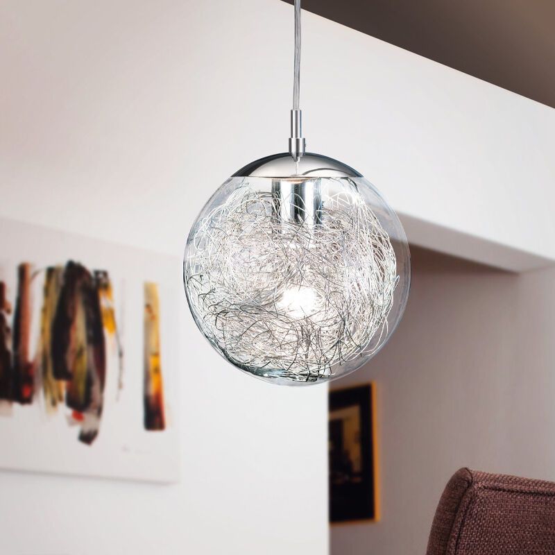 Chrome design pendant light glass, Zakria