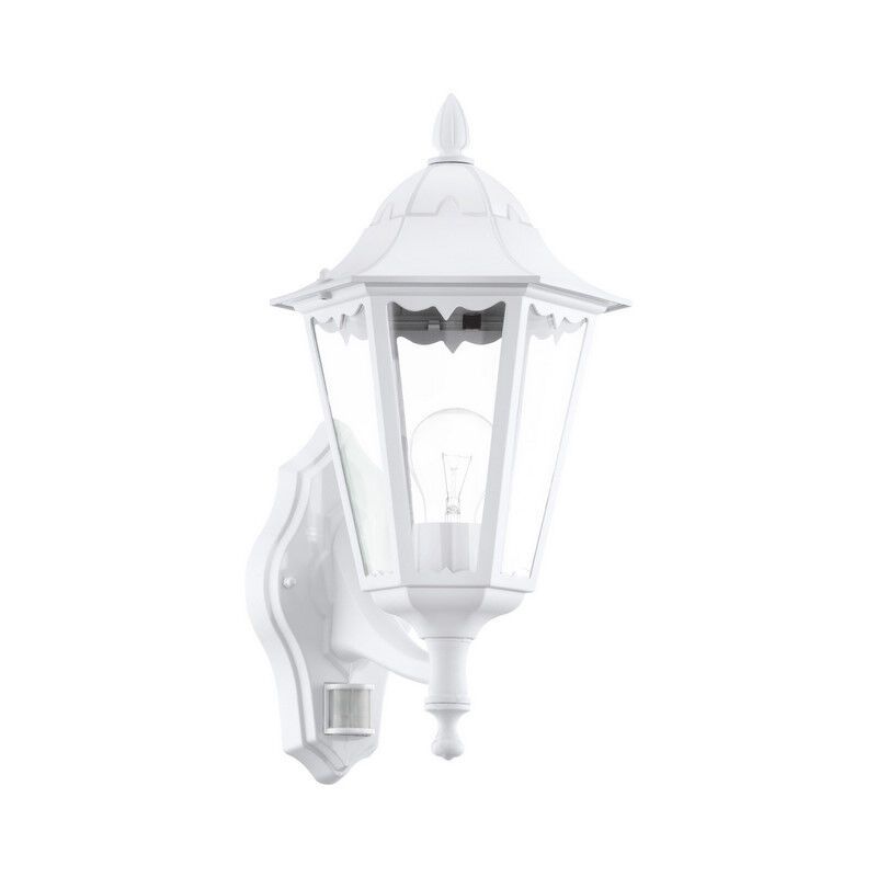 White classic outdoor wall light with motion sensor aluminium, Leanna, IP44 White classic outdoor wall light with motion sensor aluminium, Leanna, IP44