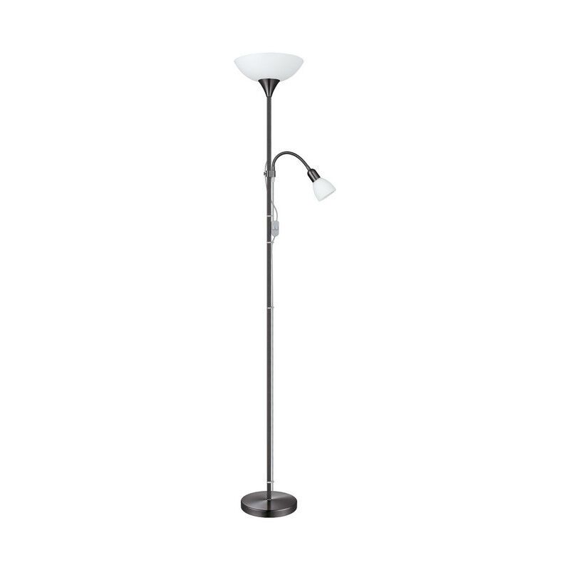 Nickel reading floor lamp plastic, Burgo, with switch