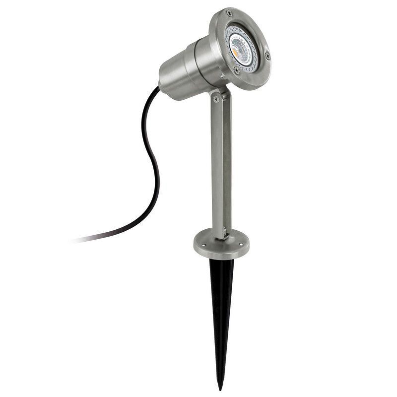 Silver garden spike light stainless steel, Judy, IP54, with switch Silver garden spike light stainless steel, Judy, IP54, with switch