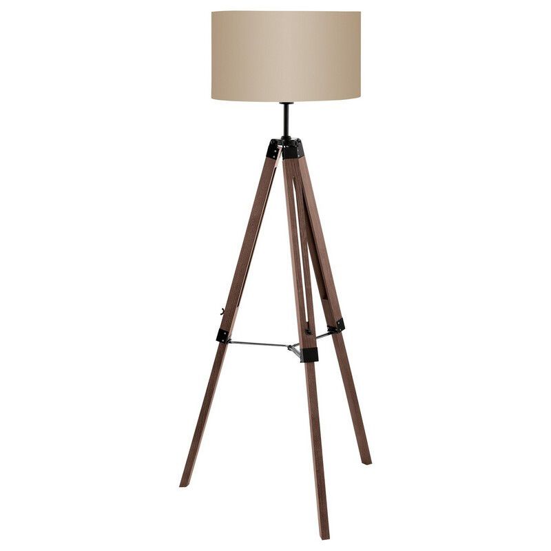 Brown rustic tripod floor lamp wood, Joana, with switch