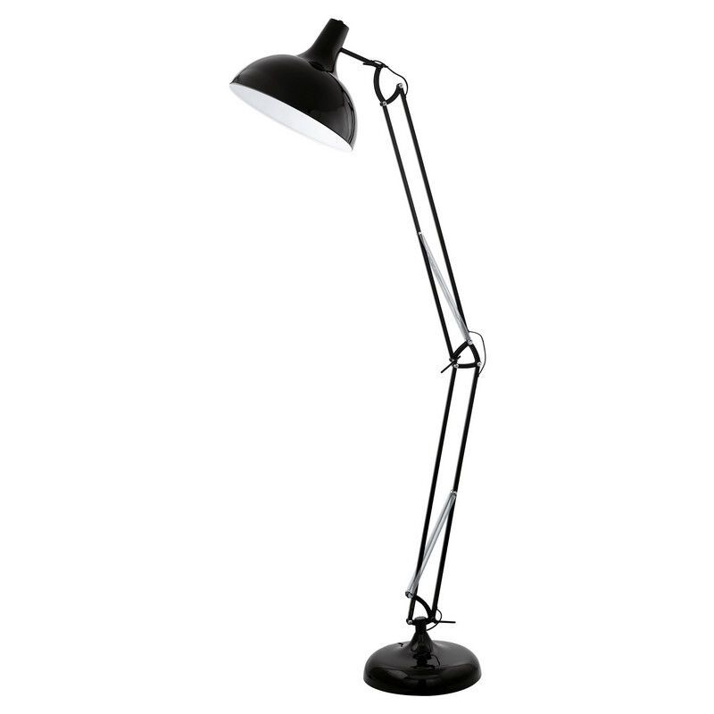 Black industrial floor lamp metal, Josha, with switch