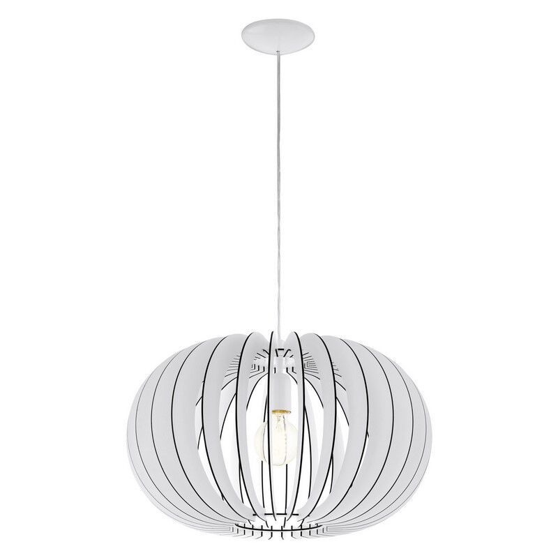 White rustic pendant light wood, Kiran