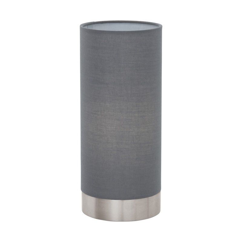Grey modern table lamp fabric, Abano, with touch dimmer