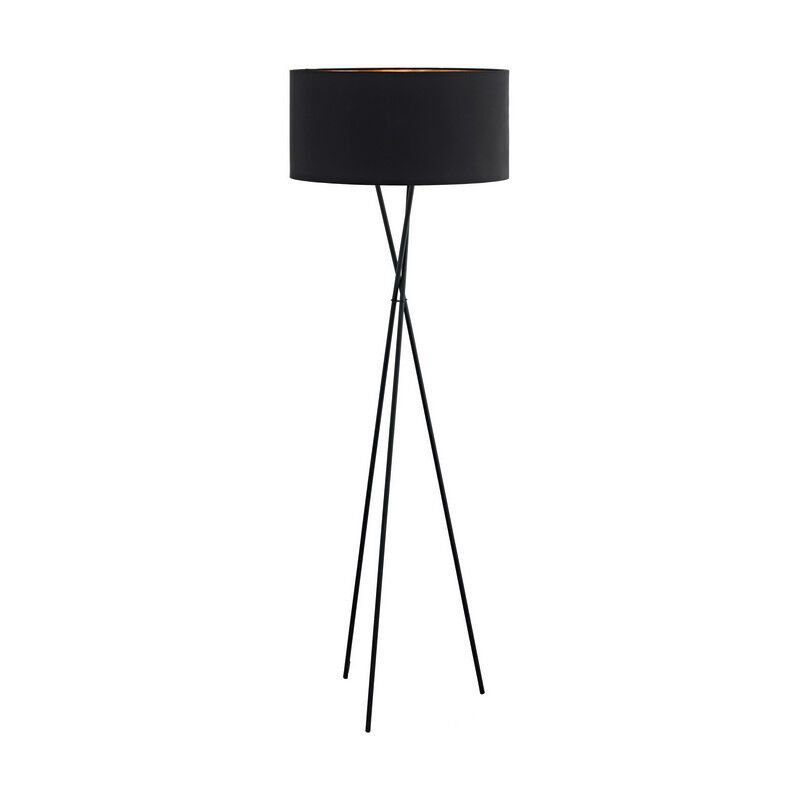Black modern tripod floor lamp fabric, Anuschka, with switch