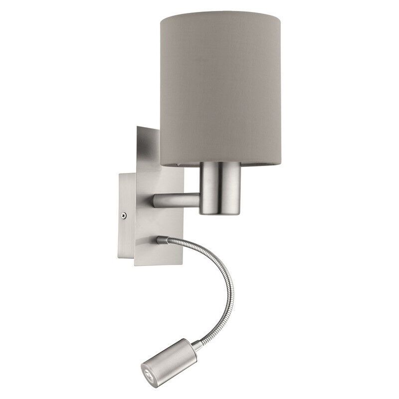 Taupe modern wall light fabric, Abano, with switch Taupe modern wall light fabric, Abano, with switch