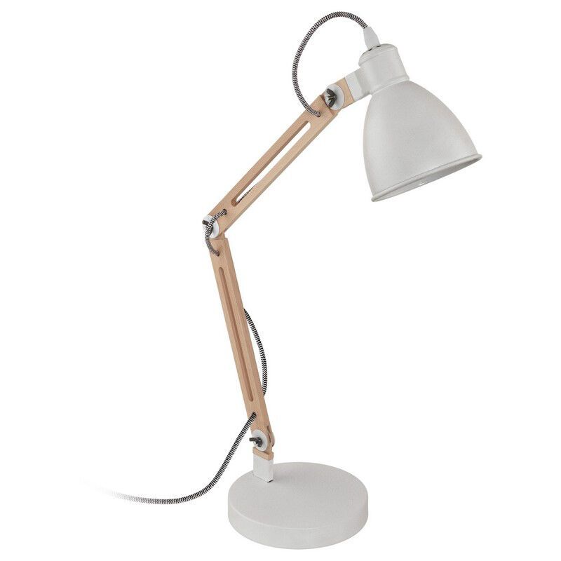 Wood table lamp white, Ceyda, with switch
