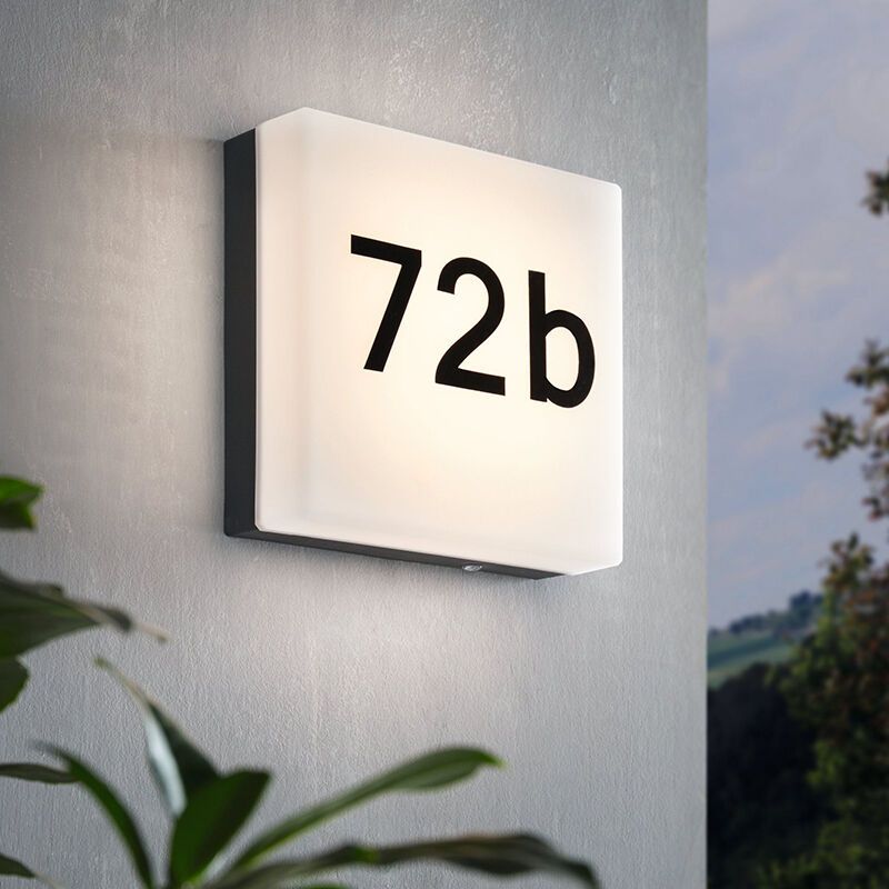 Anthracite modern illuminated house number plastic, Jim, IP44