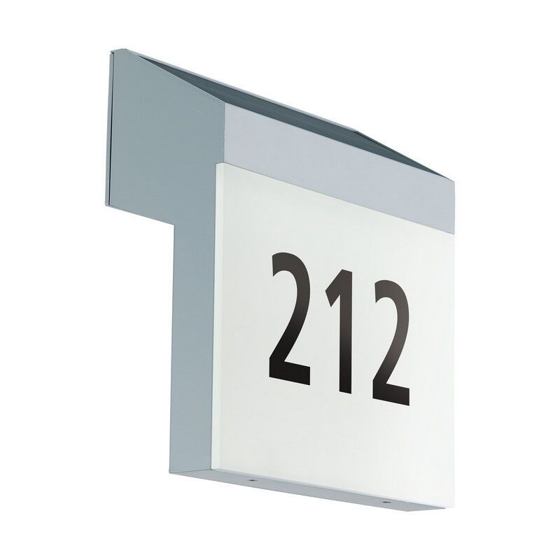 Silver modern illuminated house number plastic, Jo, IP44, with switch