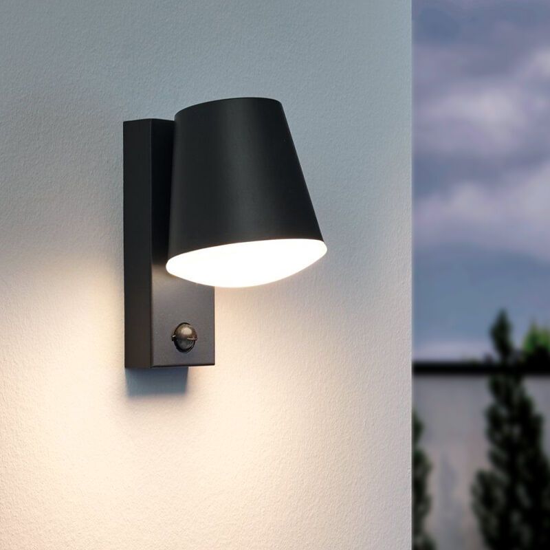Anthracite modern outdoor wall light with motion sensor metal, Aiden, IP44
