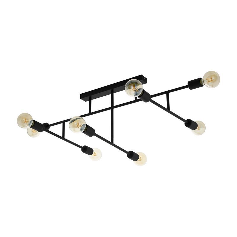 Black industrial flush ceiling light steel, Anica