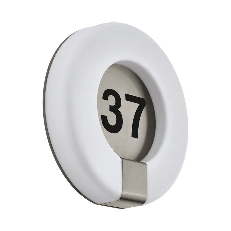 White illuminated house number plastic, Evin, 15W, warm to cold white adjustable LED, IP44, with remote control