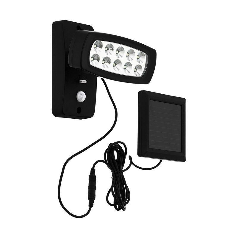 Black solar outdoor wall light plastic, Fuat, 2W, 3000K LED, IP44 Black solar outdoor wall light plastic, Fuat, 2W, 3000K LED, IP44