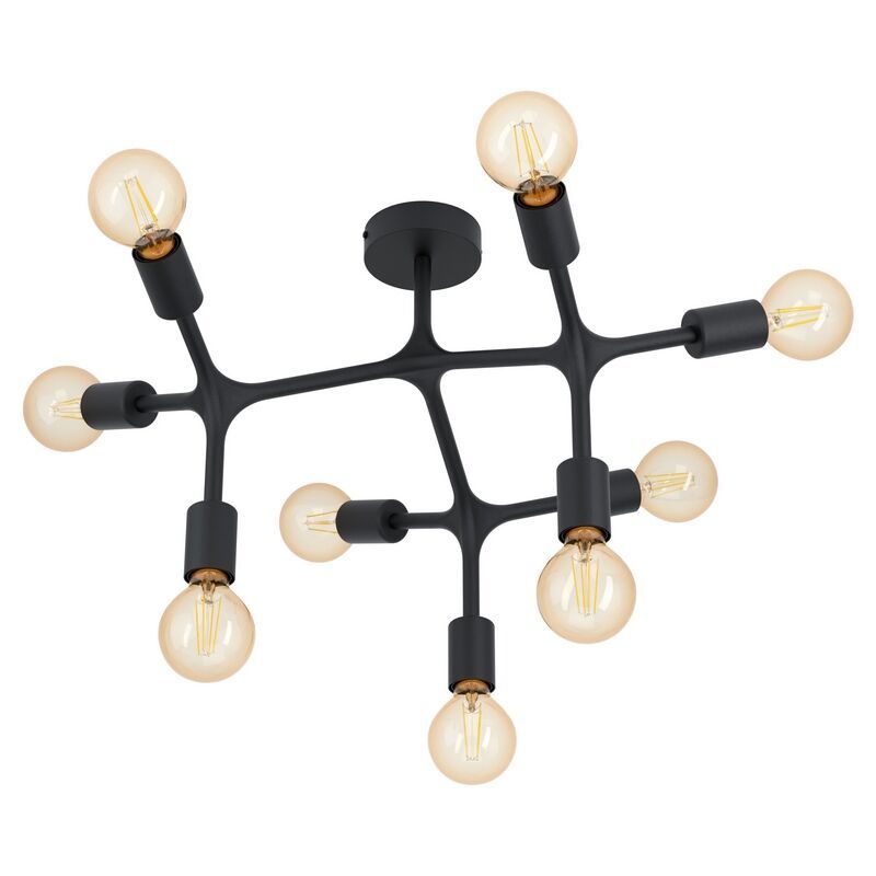 Black industrial flush ceiling light steel, Anjana
