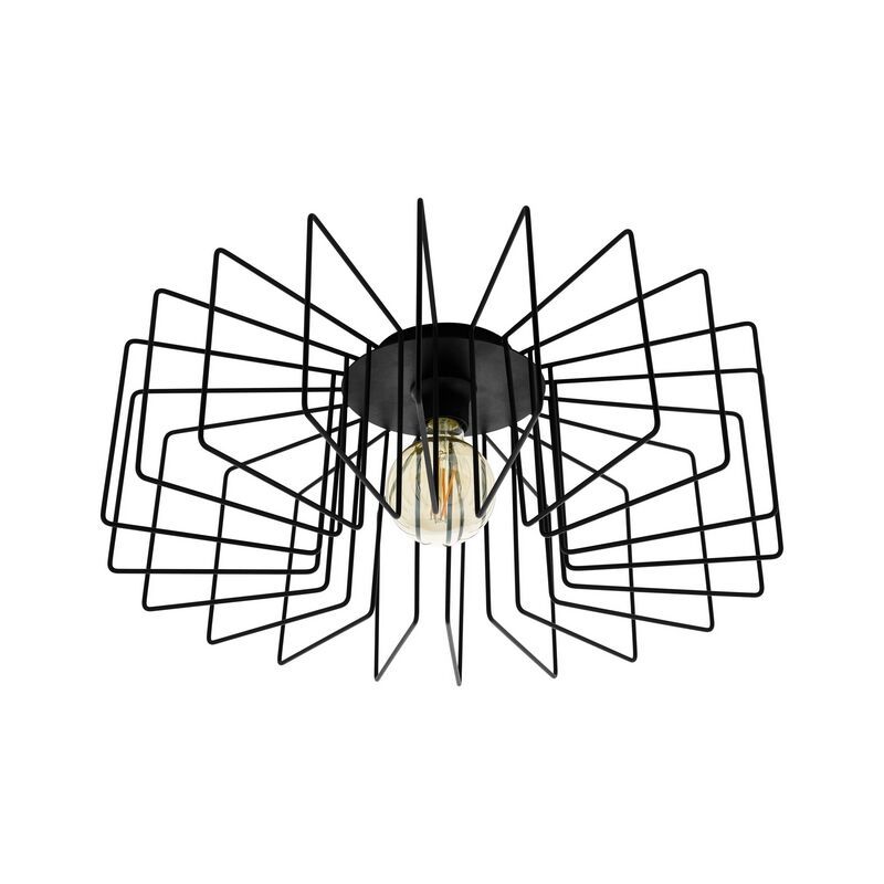 Black industrial flush ceiling light steel, Wilma Black industrial flush ceiling light steel, Wilma