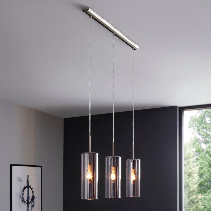 Grey pendant light smoke glass, Tino