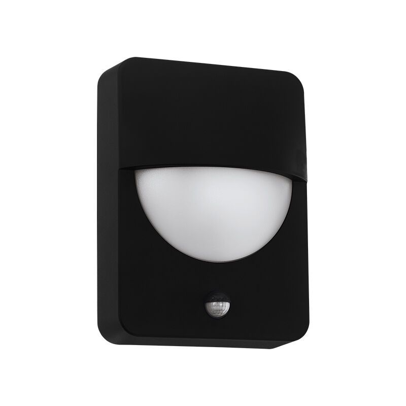 Black modern outdoor wall light with motion sensor aluminium, Kilian, IP44