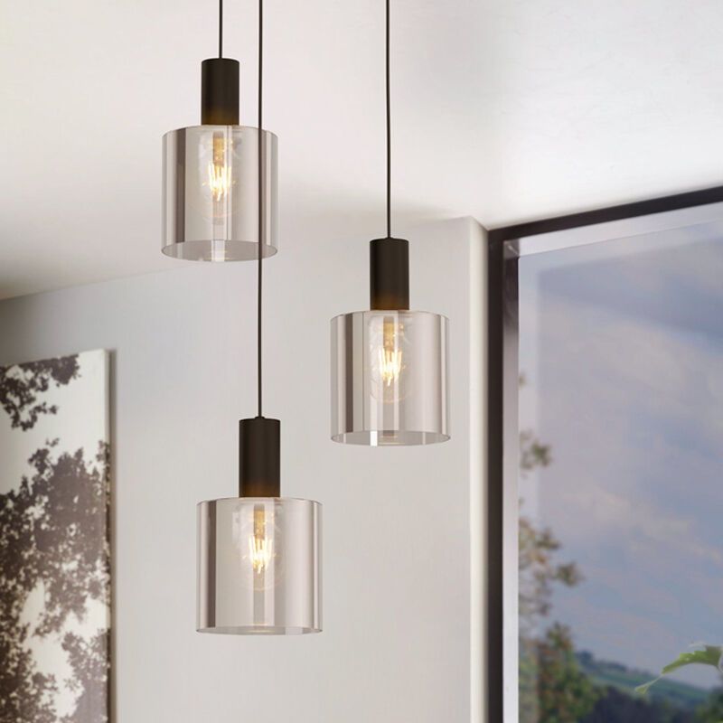 Grey pendant light smoke glass, Paulina