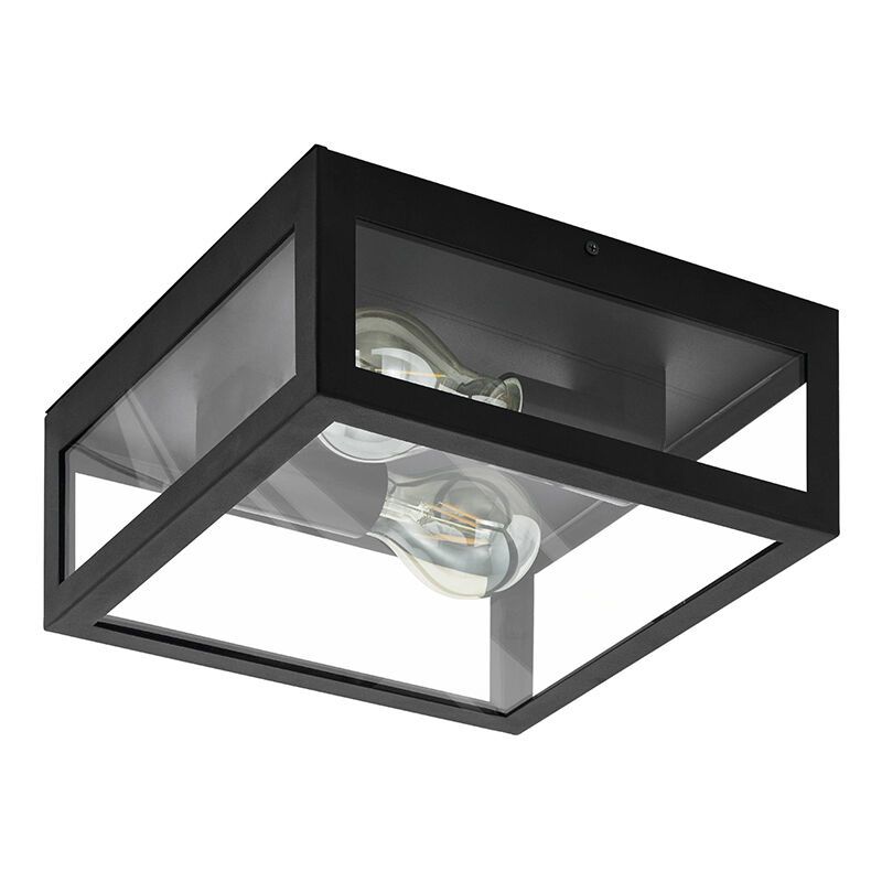 Black modern bathroom ceiling light glass, Amadou, IP44